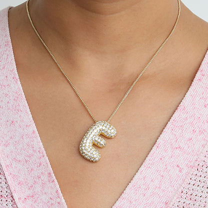 Bubble Initial Diamond Necklace
