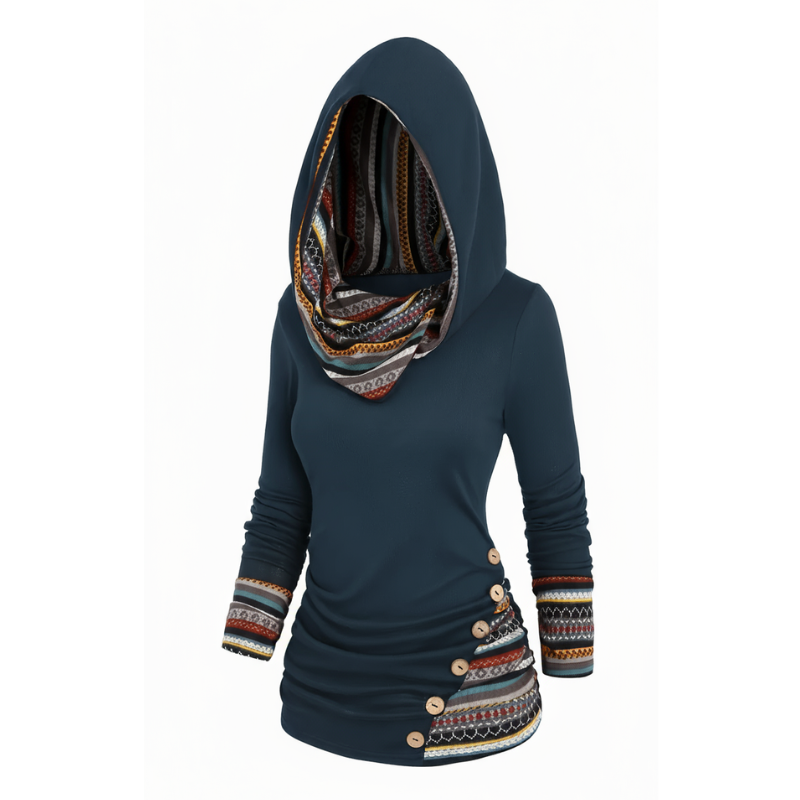 SIERRA Boho Patchwork Kapuzenpullover