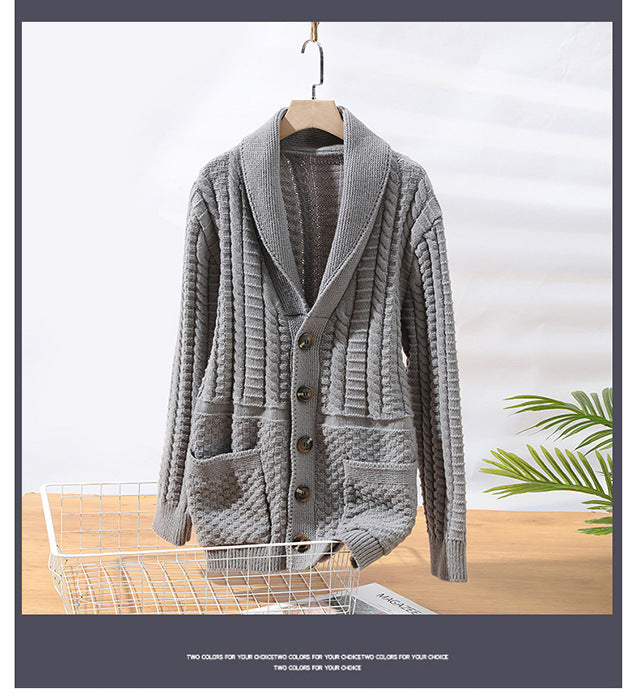 Herrenpullover Strickjacke Long Sleeve Mantel