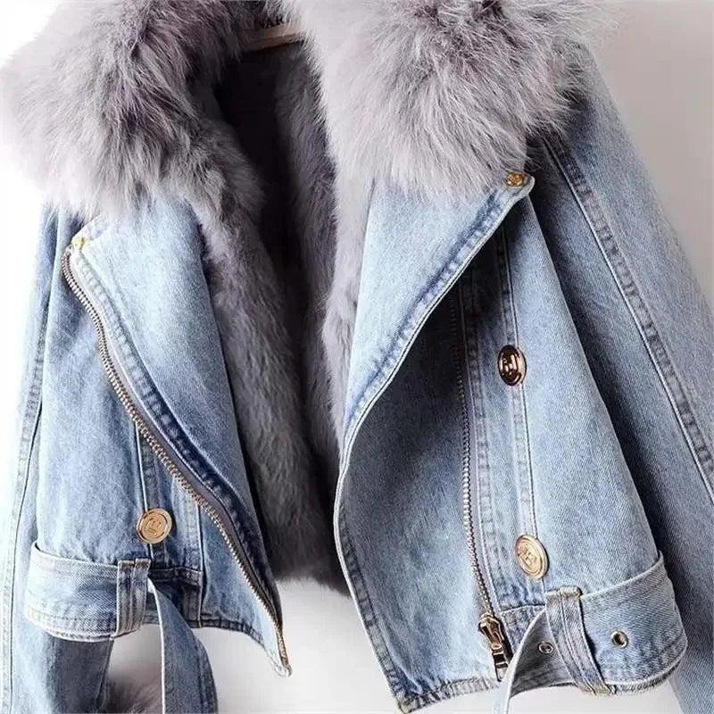 Monroe Pelzkragen Jeansjacke
