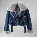 Monroe Pelzkragen Jeansjacke