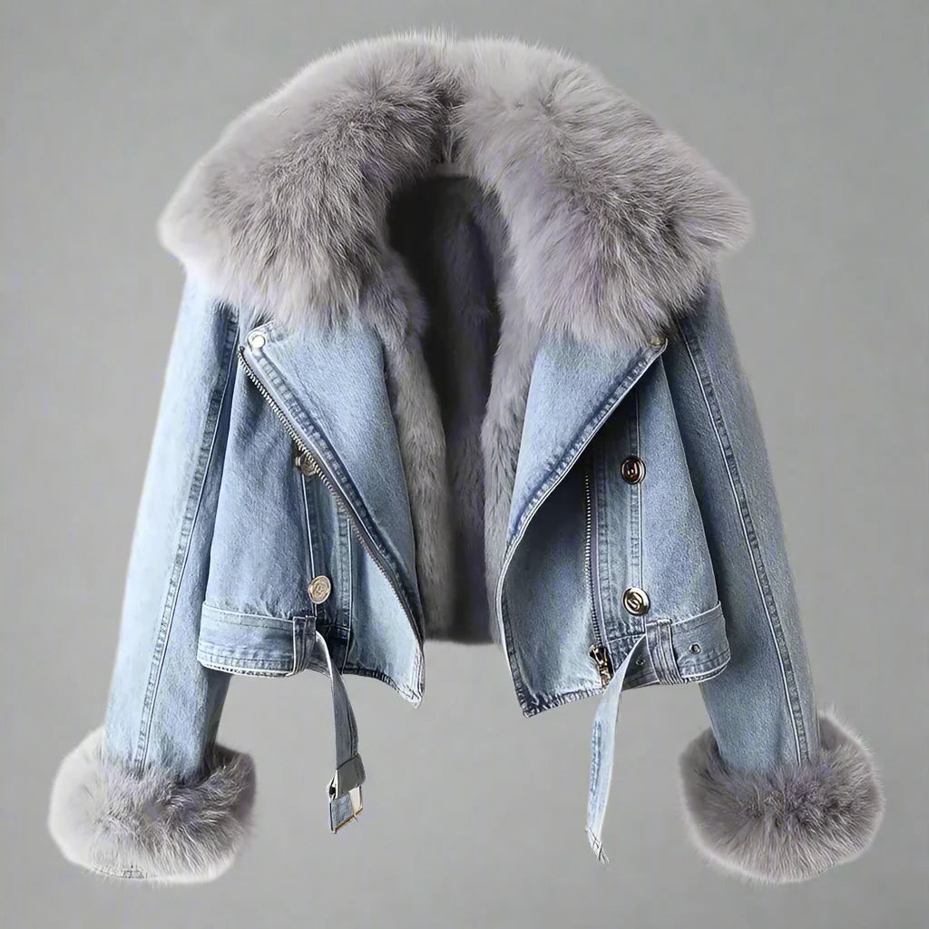 Monroe Pelzkragen Jeansjacke