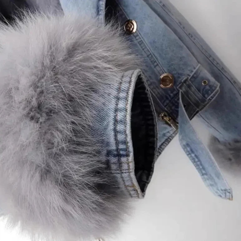 Monroe Pelzkragen Jeansjacke