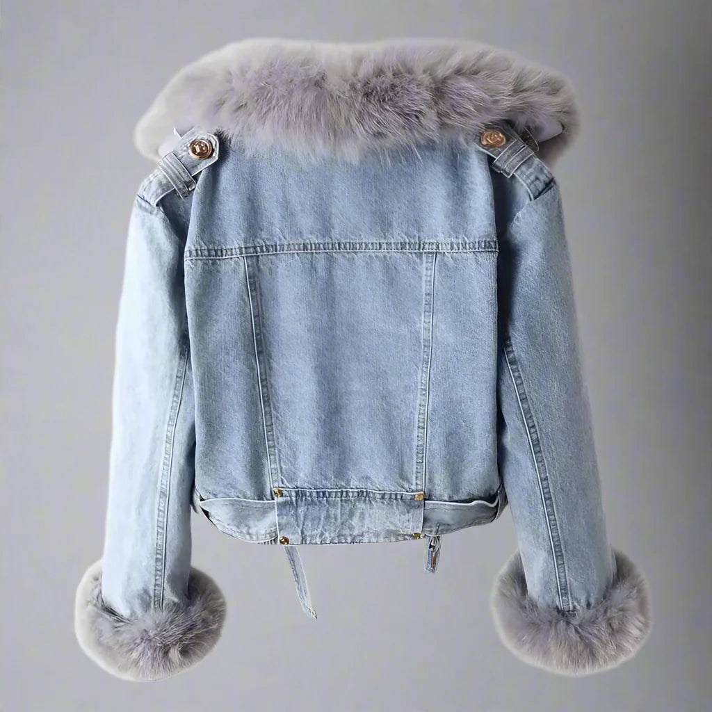 Monroe Pelzkragen Jeansjacke