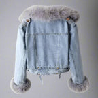 Monroe Pelzkragen Jeansjacke