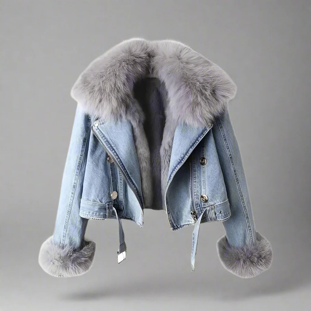 Monroe Pelzkragen Jeansjacke