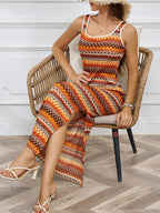 Striped Strick Maxi -Kleid