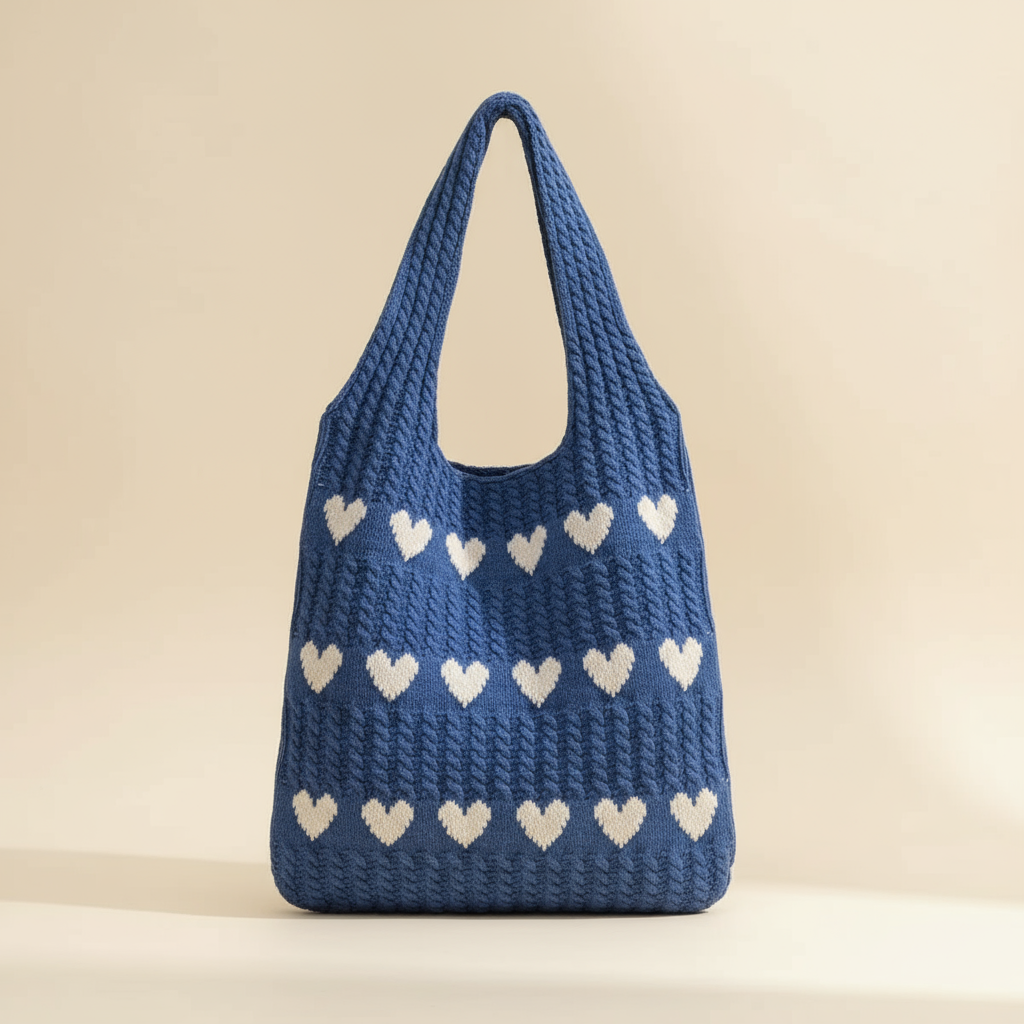 Gestrickte Herz -Boot -Beutel