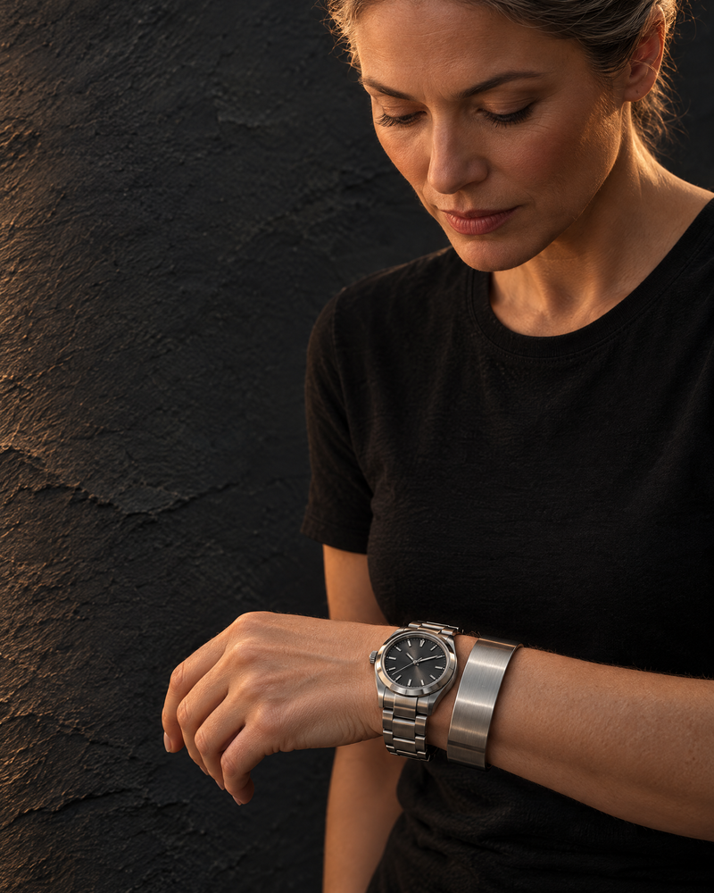 Peakful jewelry uniform, steel watch and cuff, mobile